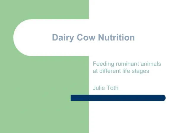 Dairy Cow Nutrition