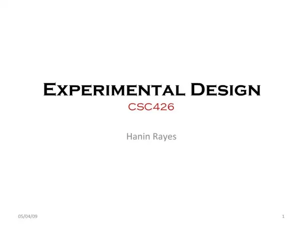 Experimental Design CSC426