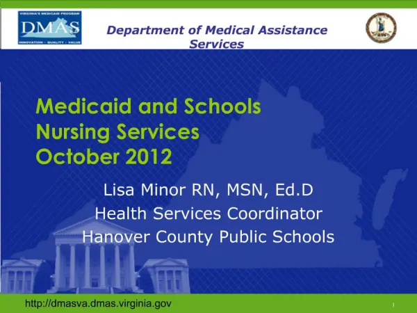 Medicaid and Schools Nursing Services October 2012