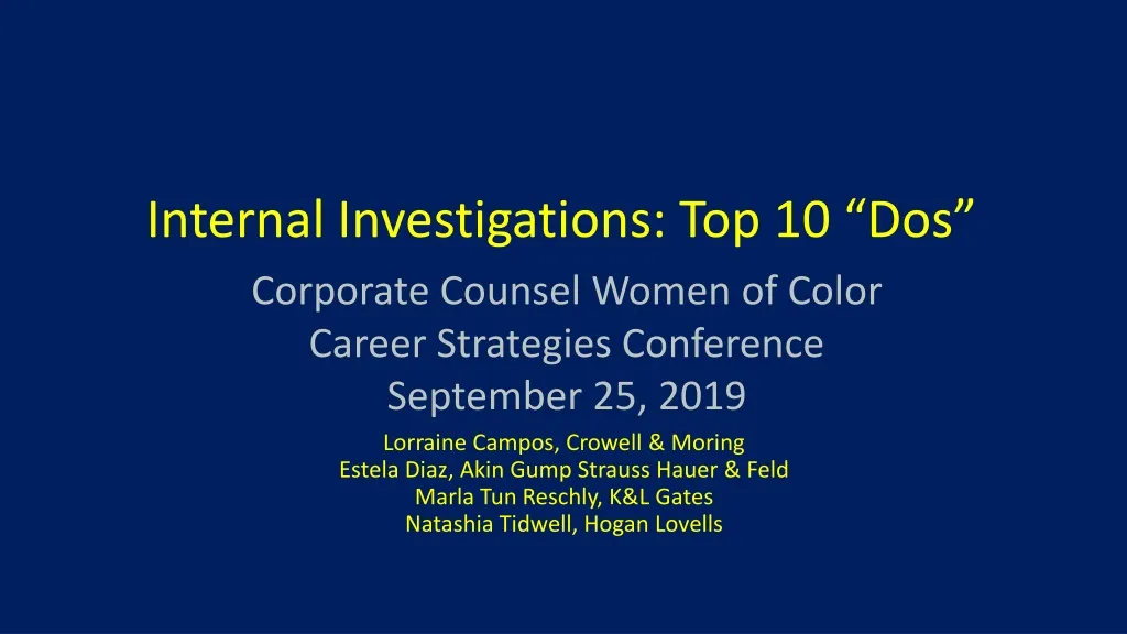 internal investigations top 10 dos