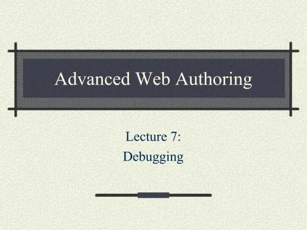 Advanced Web Authoring