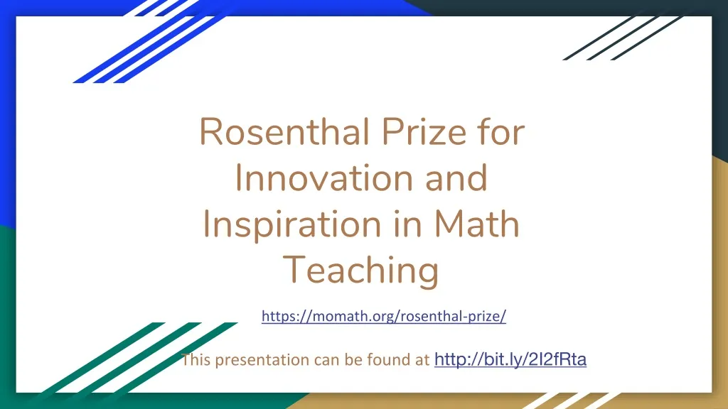 rosenthal prize for innovation and inspiration in math teaching