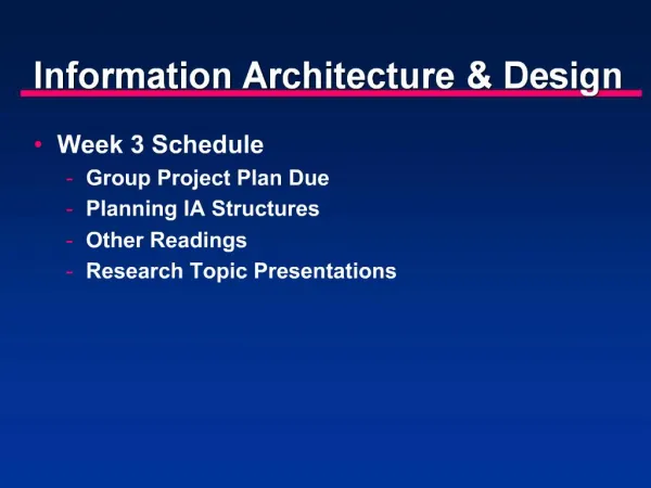 Information Architecture Design