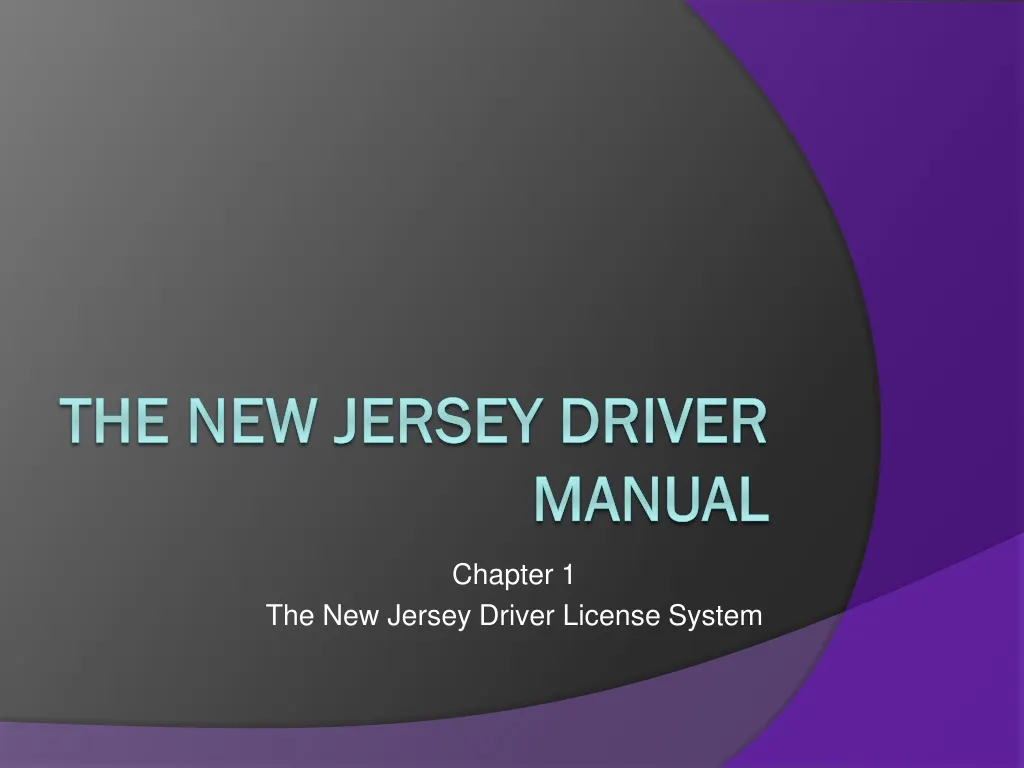 PPT The New Jersey Driver Manual PowerPoint Presentation, free