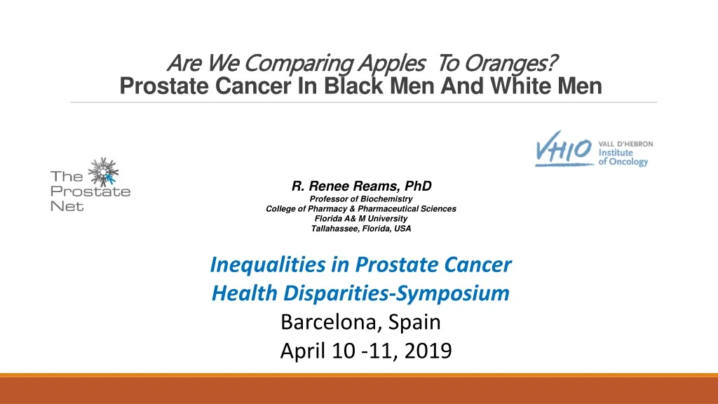 are we comparing apples to oranges prostate cancer in black men and white men