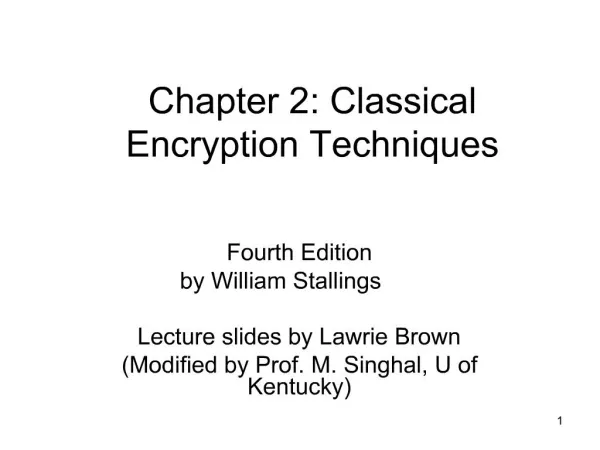 Chapter 2: Classical Encryption Techniques