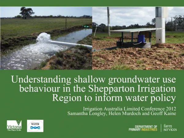 Understanding shallow groundwater use behaviour in the Shepparton Irrigation Region to inform water policy