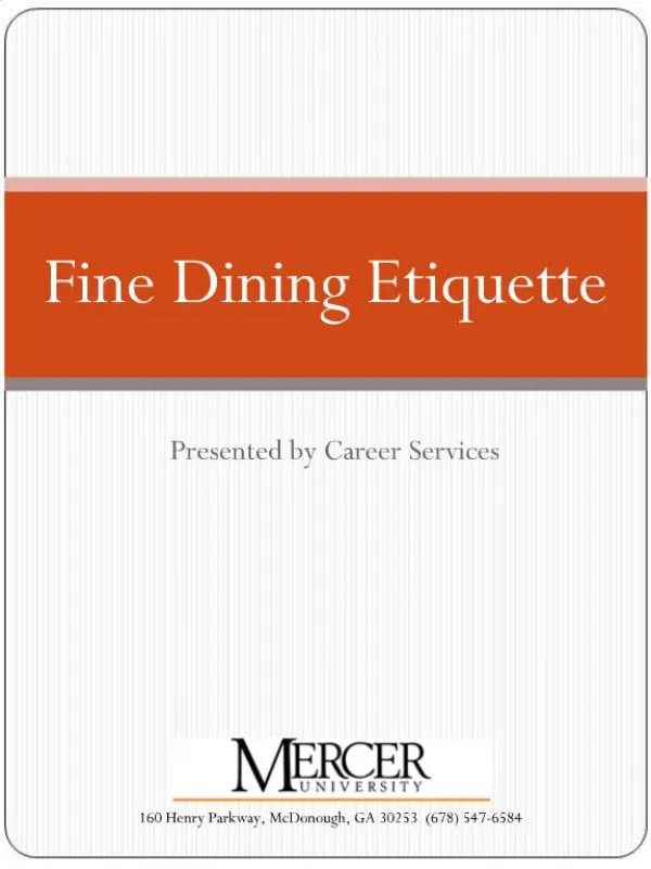 Fine Dining Etiquette