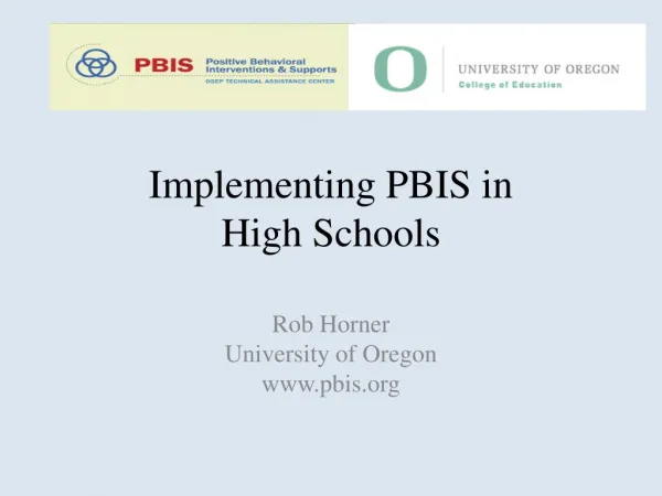 Implementing PBIS in High Schools