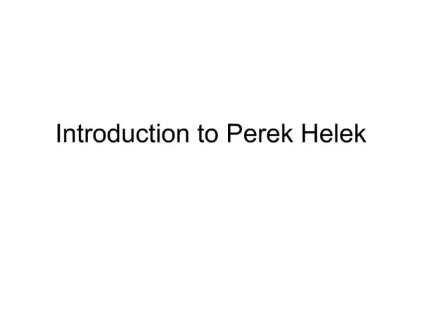 Introduction to Perek Helek