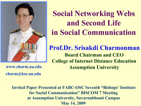 Social Networking Webs and Second Life in Social Communication