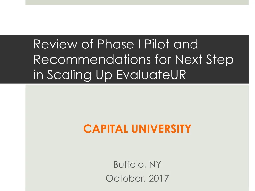 review of phase i pilot and recommendations for next step in scaling up evaluateur