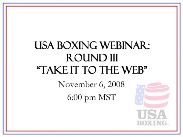 USA boxing webinar: round III Take it to the web