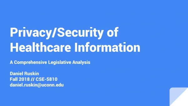Privacy/Security of Healthcare Information