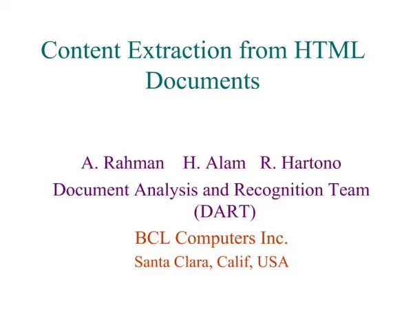 Content Extraction from HTML Documents