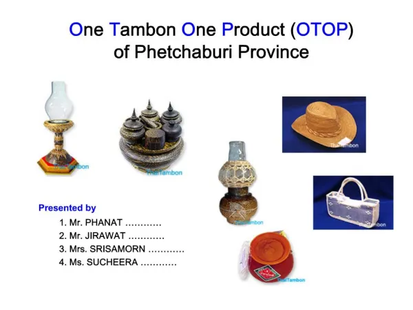 One Tambon One Product OTOP of Phetchaburi Province