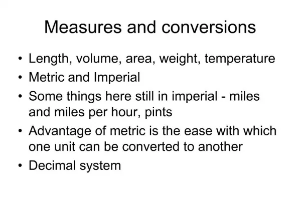 Measures and conversions