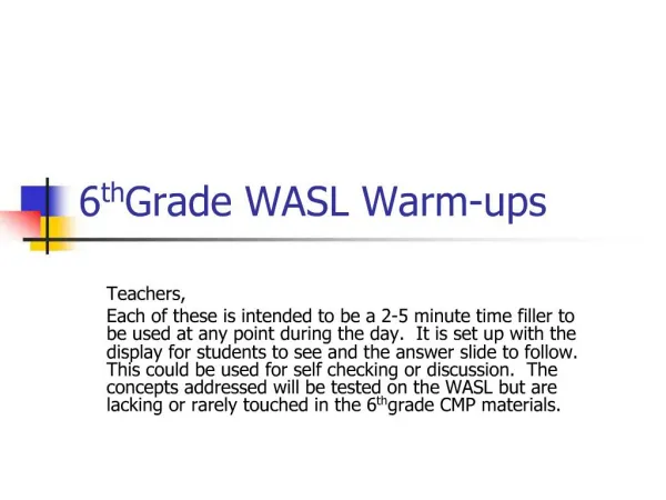 6th Grade WASL Warm-ups