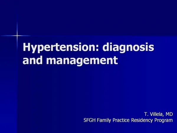 Hypertension: diagnosis and management