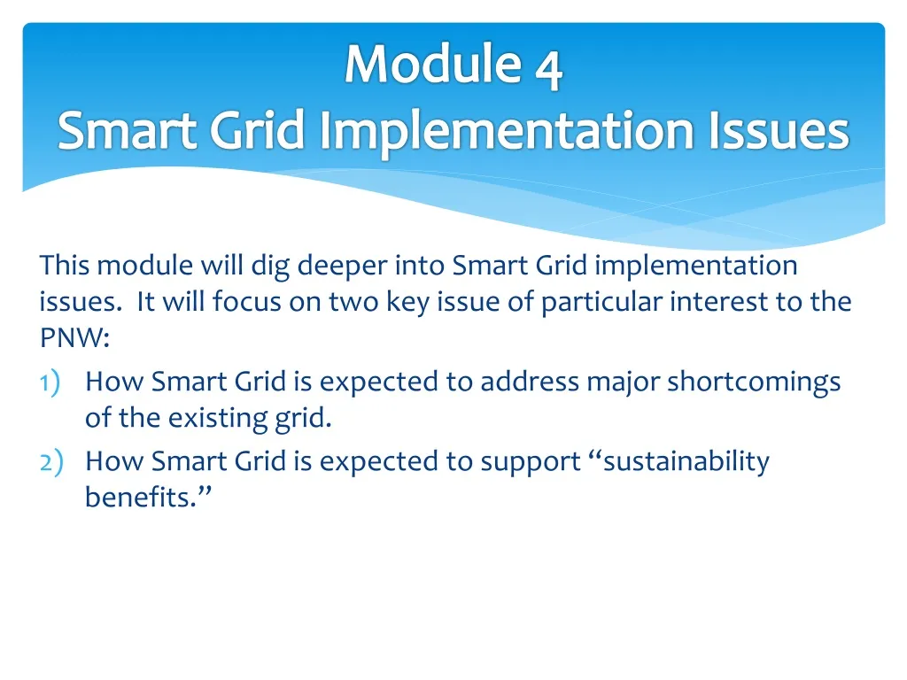 module 4 smart grid implementation issues