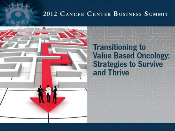 Oncology s Fit in an ACO World: Report of Findings of the 2012 Cancer Center Business Summit Industry Survey
