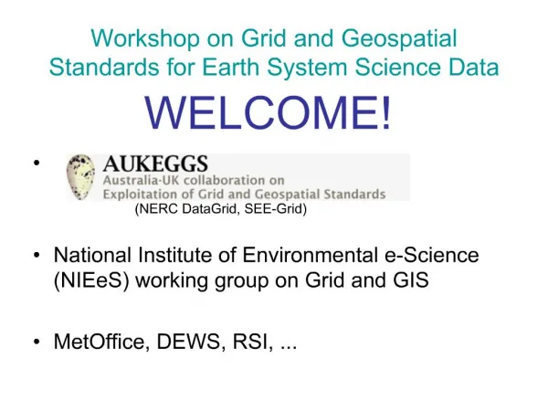 Workshop on Grid and Geospatial Standards for Earth System Science Data