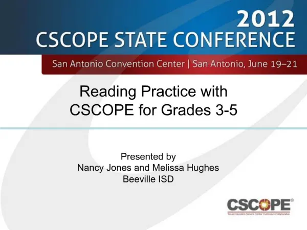 Reading Practice with CSCOPE for Grades 3-5
