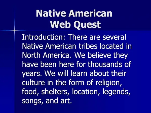 Native American Web Quest