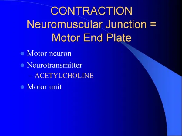 CONTRACTION Neuromuscular Junction Motor End Plate
