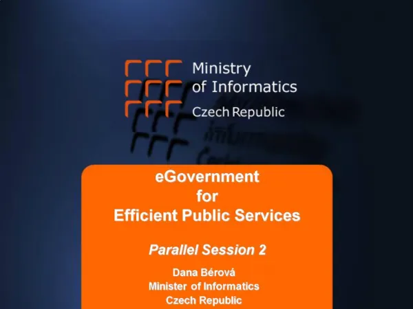 EGovernment for Efficient Public Services Parallel Session 2