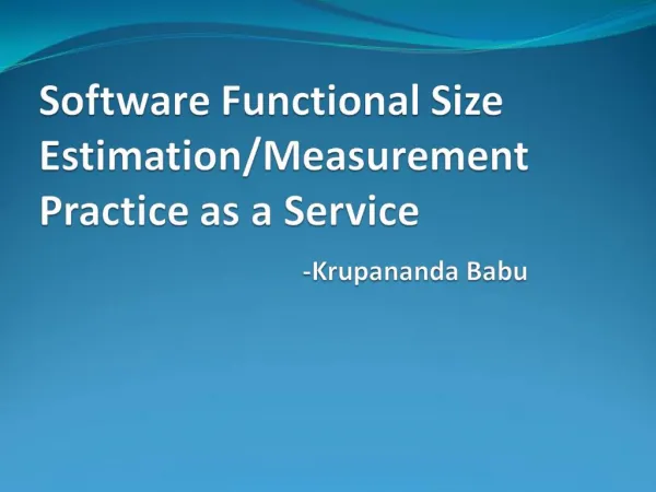 Software Functional Size Estimation
