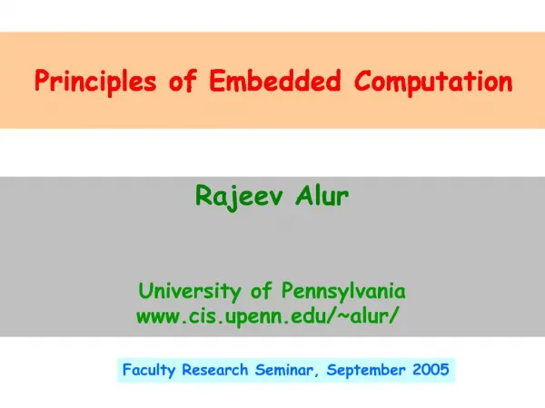 Principles of Embedded Computation