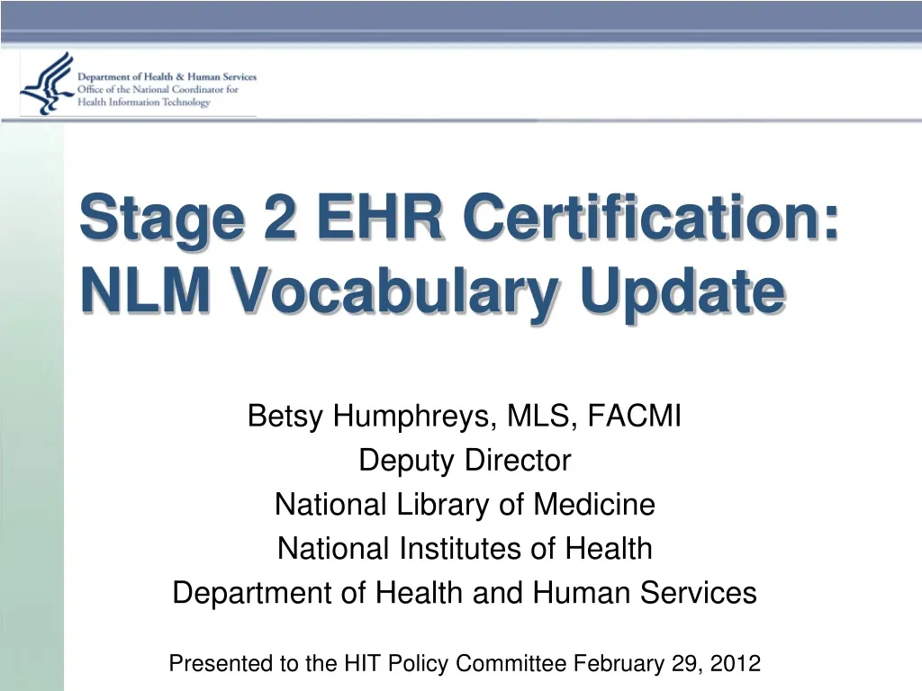 stage 2 ehr certification nlm vocabulary update