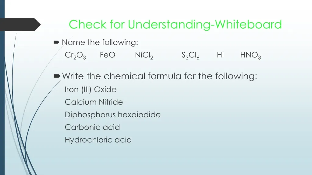 check for understanding whiteboard