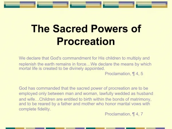 The Sacred Powers of Procreation