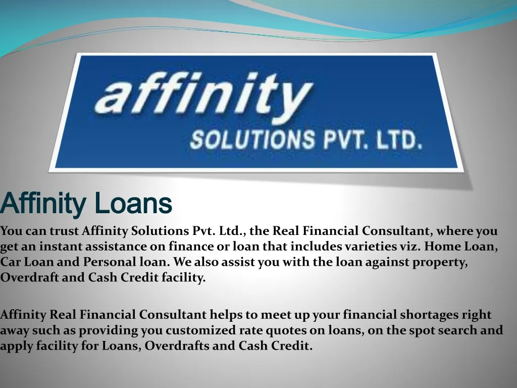 affinity loans you can trust affinity solutions