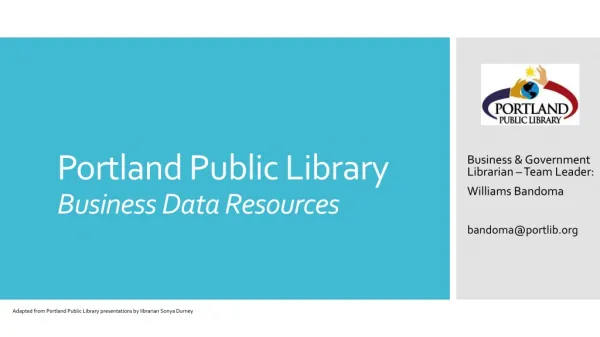 Portland Public Library Business Data Resources