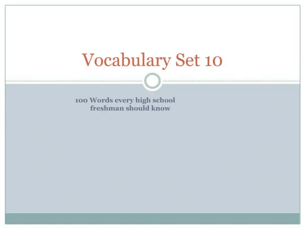 Vocabulary Set 10