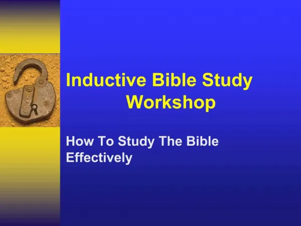 Inductive Bible Study Workshop