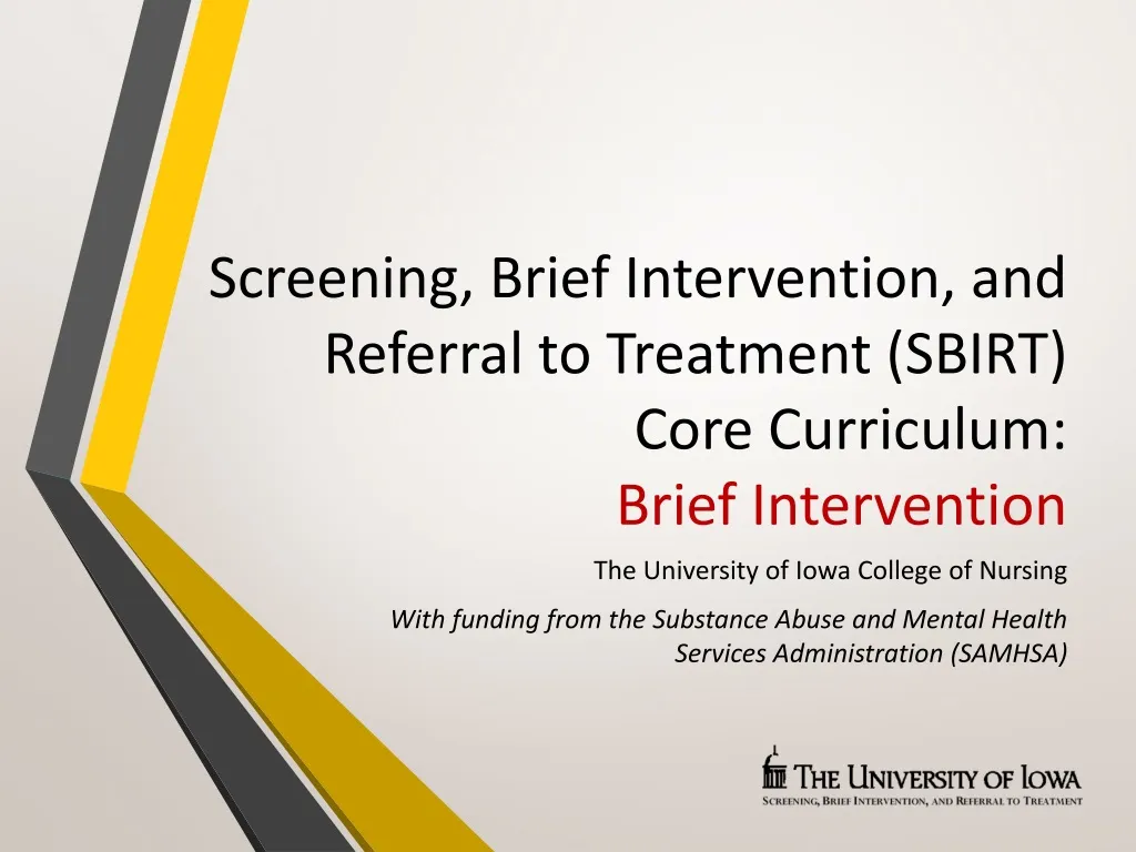 screening brief intervention and referral to treatment sbirt core curriculum brief intervention