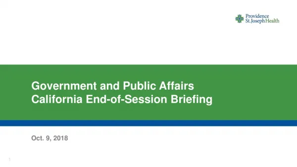 Government and Public Affairs California End-of-Session Briefing