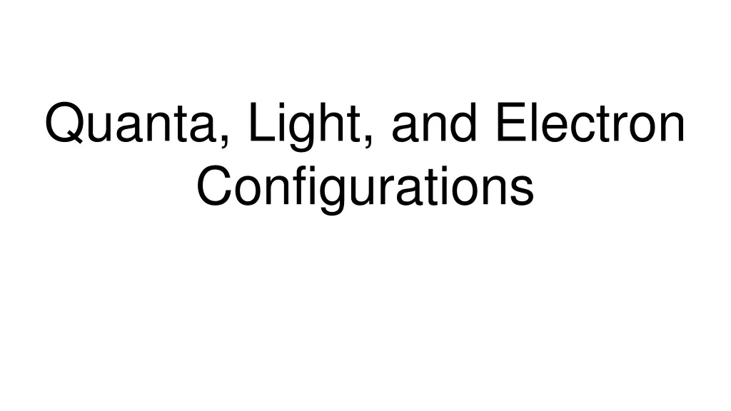 quanta light and electron configurations