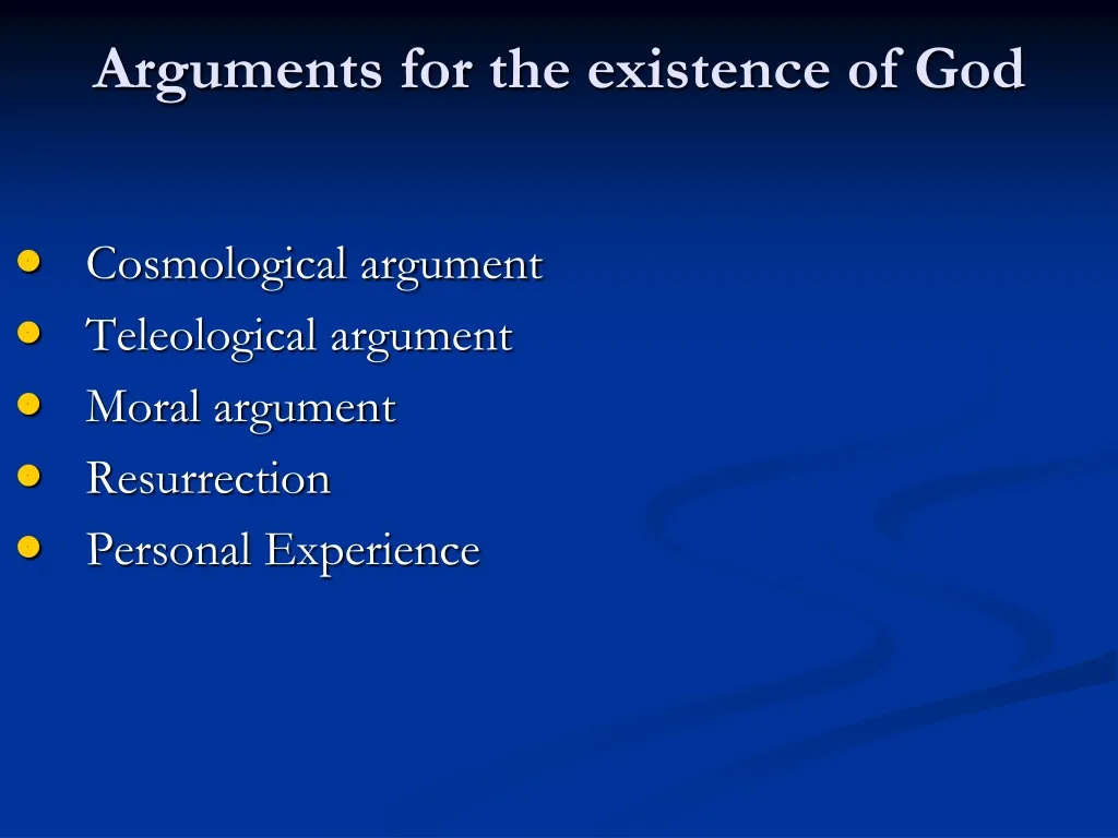 arguments for the existence of god