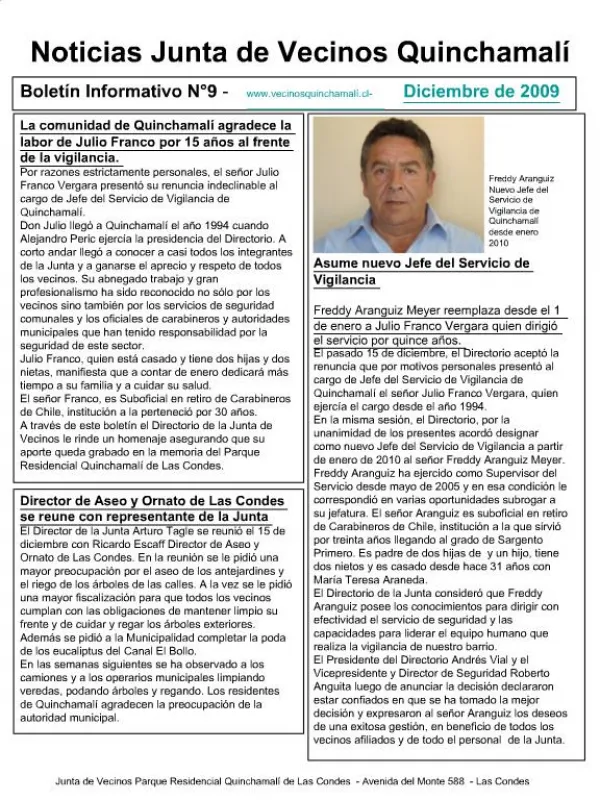 Noticias Junta de Vecinos Quinchamal