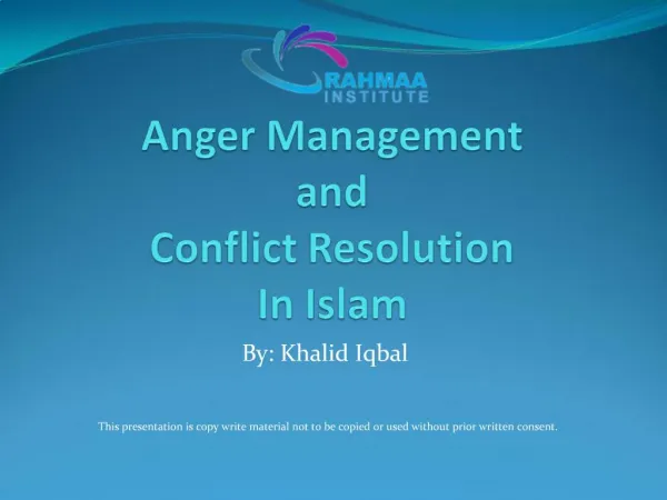 Anger Management and Conflict Resolution In Islam
