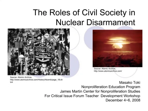 The Roles of Civil Society in Nuclear Disarmament