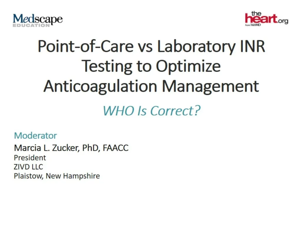 point of care vs laboratory inr testing to optimize anticoagulation management