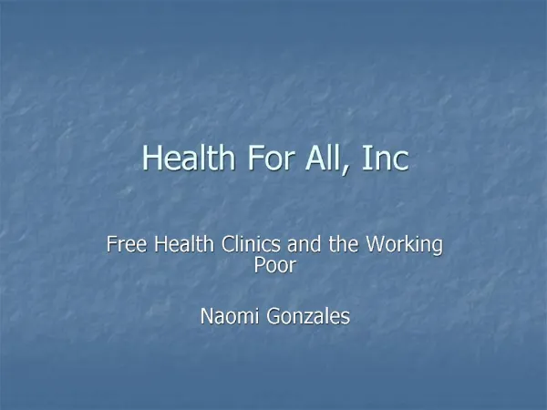 Health For All, Inc