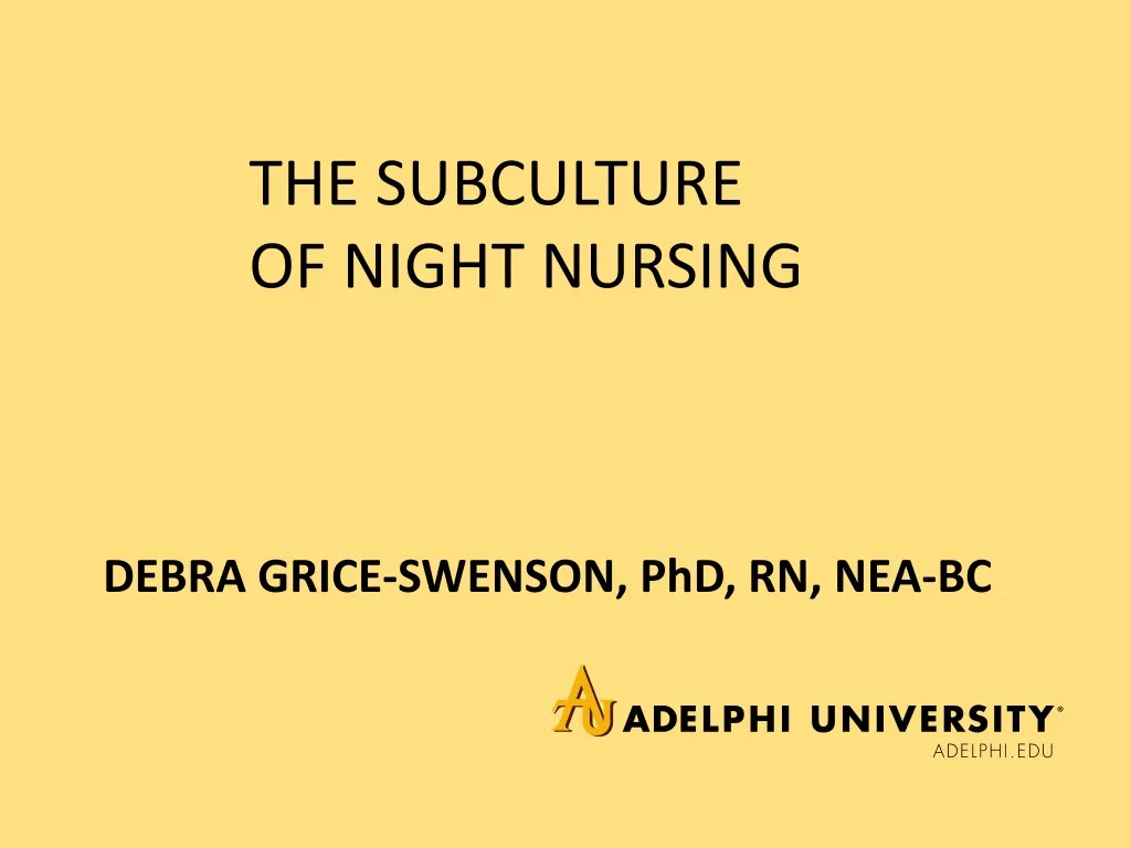 the subculture of night nursing