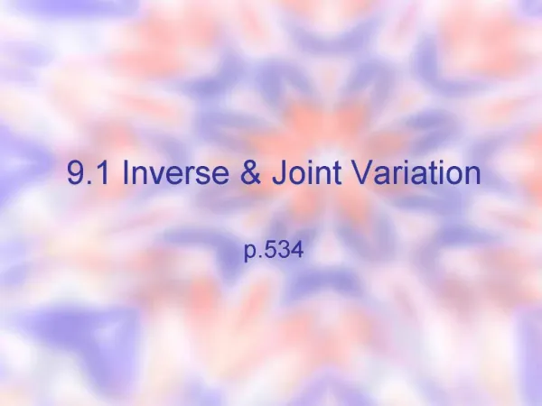 9.1 Inverse Joint Variation